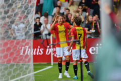 OPS - DEVENTER- THE NETHERLANDS -  17 JULY 2025:  Evert Linthorst en Jacob Breum  during the eredivisiematch between Go Ahead Eagles and AFC Ajax at the pitch of Go Ahead Eagles the Adelaarshorst on the 17th of july 2025  in Deventer the Netherlands (photo Wout van Zoeren/OrangePictures)