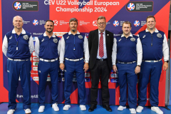 9-7-2024 Referees Miklos Horvath, Sanchez Rodriguez Ruben and Wouter de BaarFirst day EK Under 22 Apeldoorn