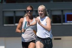 27-06-2019: Atletiek: Trainingen 4 x 100 meter heren en dames: PapendalV.l.n.r: Dafne Schippers, Marije van HunenstijnTraining estafetteploegen 4 x 100 m Papendal